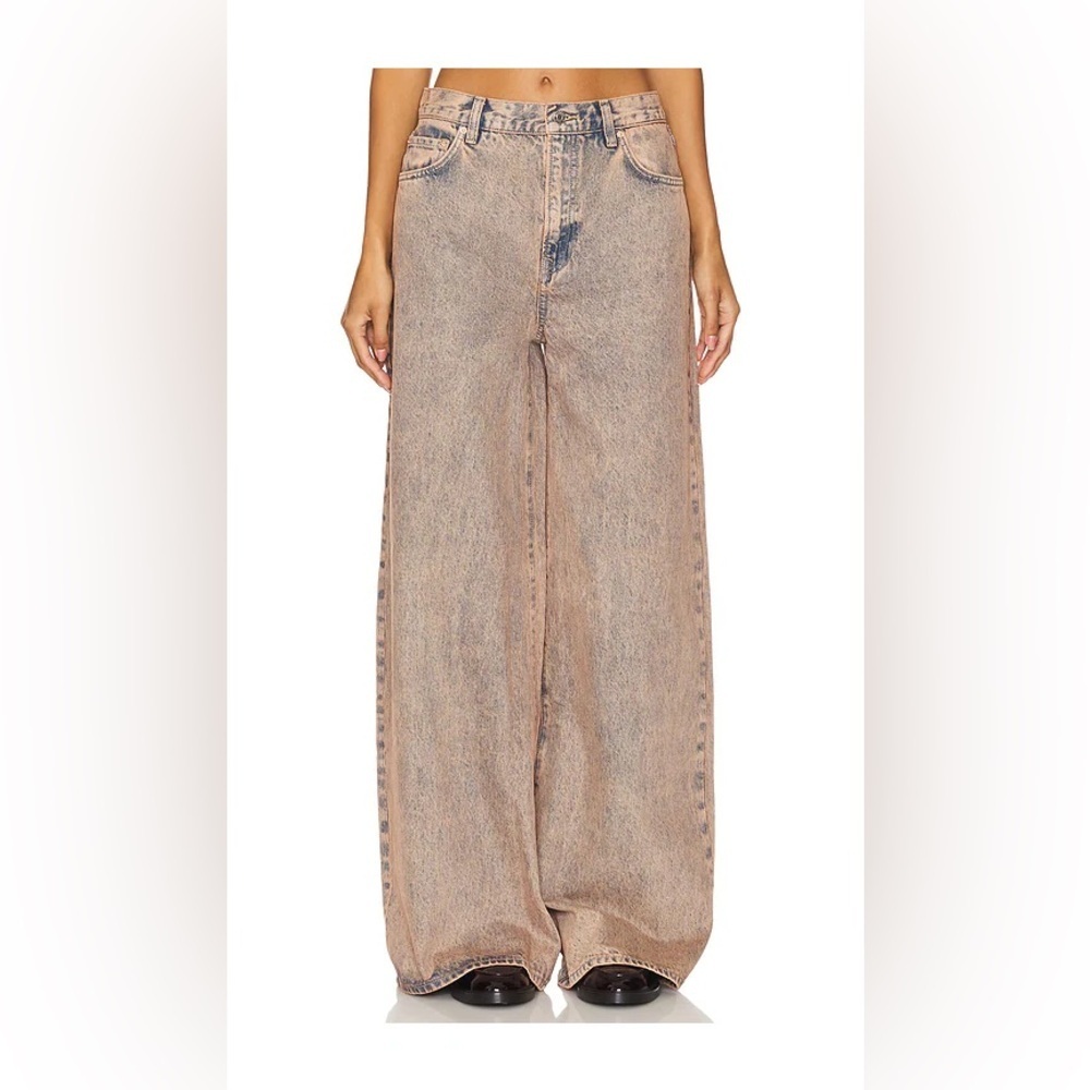 GRLFRND The Luna Mid Rise Baggy Wide Leg Jeans